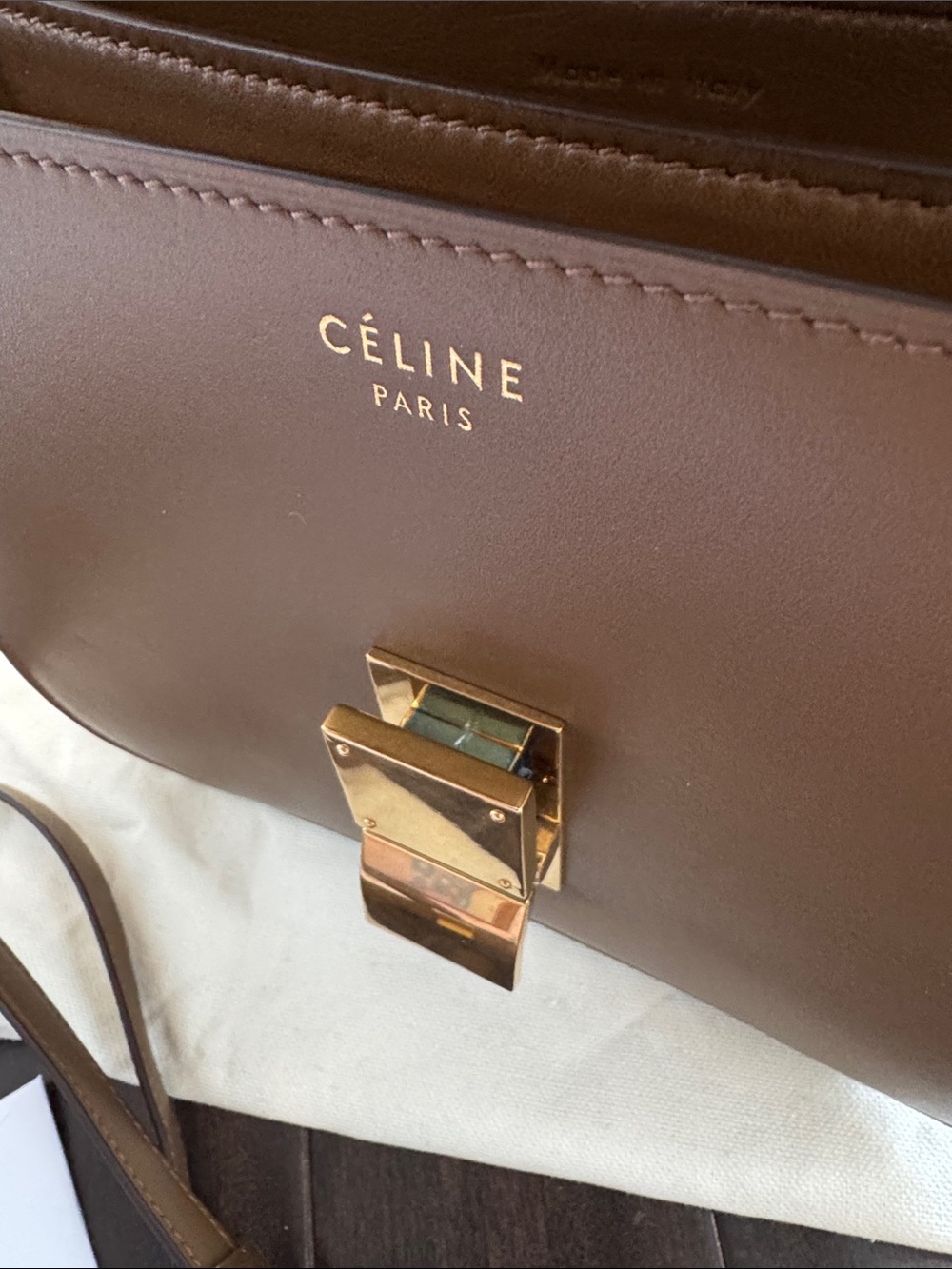 Celine Classic Box Medium Brown Gold Hardware Phoebe Era Full Set - Picture 6 of 17